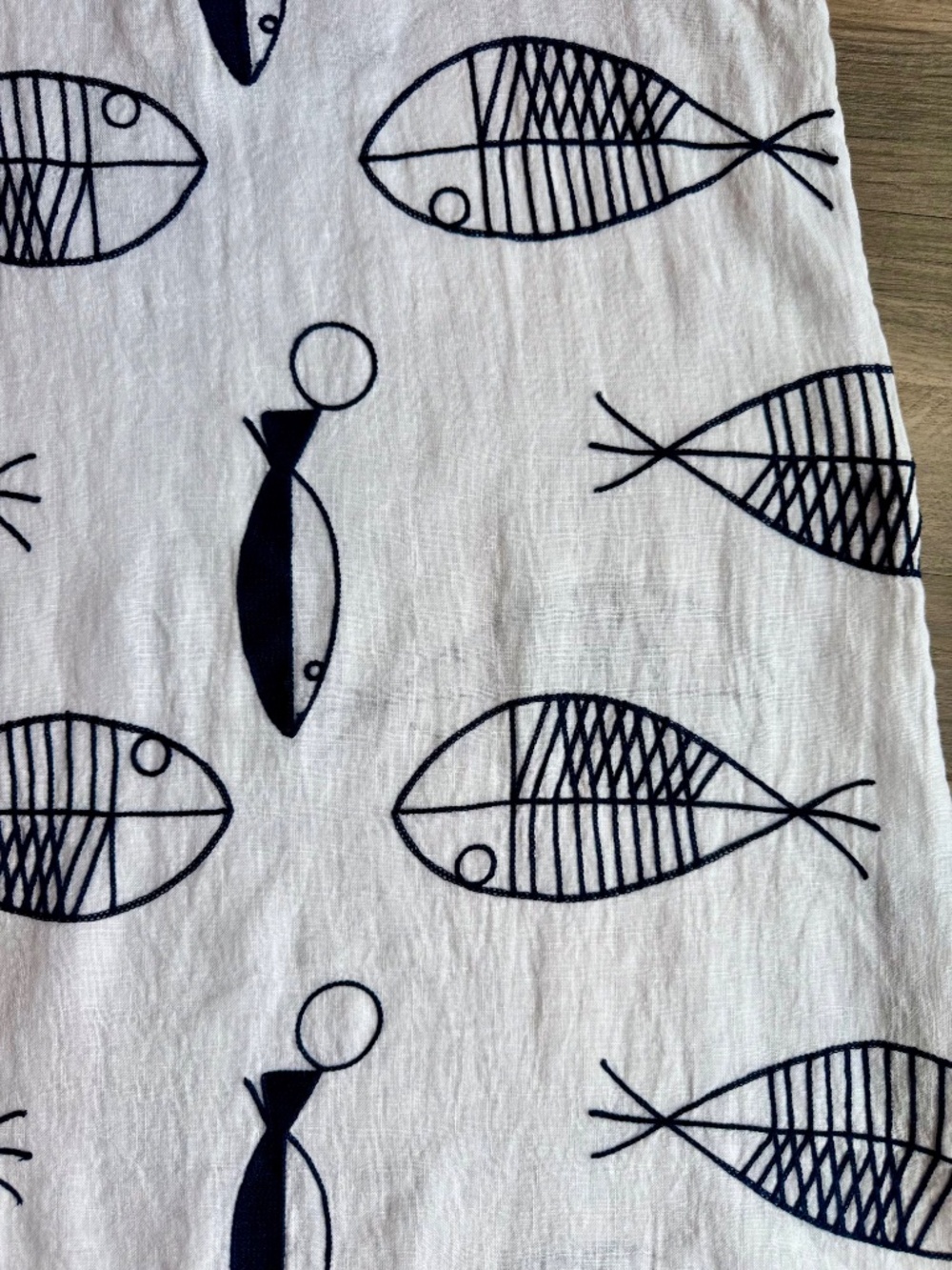 Vasna Italian Linen Embroidered Fish Coastal Lagenlook Shift Dress Large - Picture 8 of 10